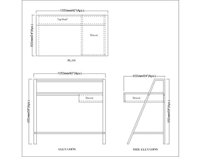 Study Table, Wood  Study Table, Study Table with Open Shelf, Study Table with Black MS Leg, Study Table - EL12197