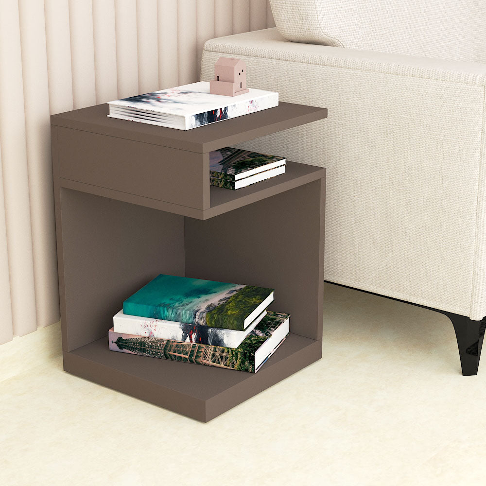 End Table, Brown Color Bedside Table, Side Table with Shelf, End Table - EL12199