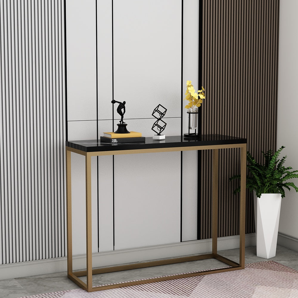 Console Table, Console Table Top With Black Finish, Console Table With Gold MS Leg, Console Table - EL12201