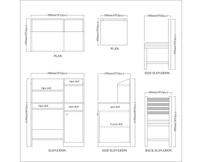 Kids Study Table & Chair, White & Pink Color Study Table & Chair, Study Table with Open Shelf, Study Table with Shutter, Study Table & Chair - EL12202