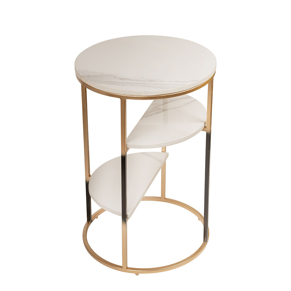 End Table, UAF007(UA OVERSEAS), 3 Marble Gold Side Table , White, Black & Golden Color  End Table - EL12204