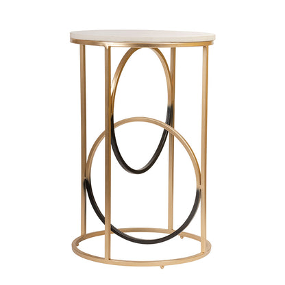 End Table, UAF008(UA OVERSEAS), Classic Ring Table , White, Black & Golden Color  End Table - EL12205