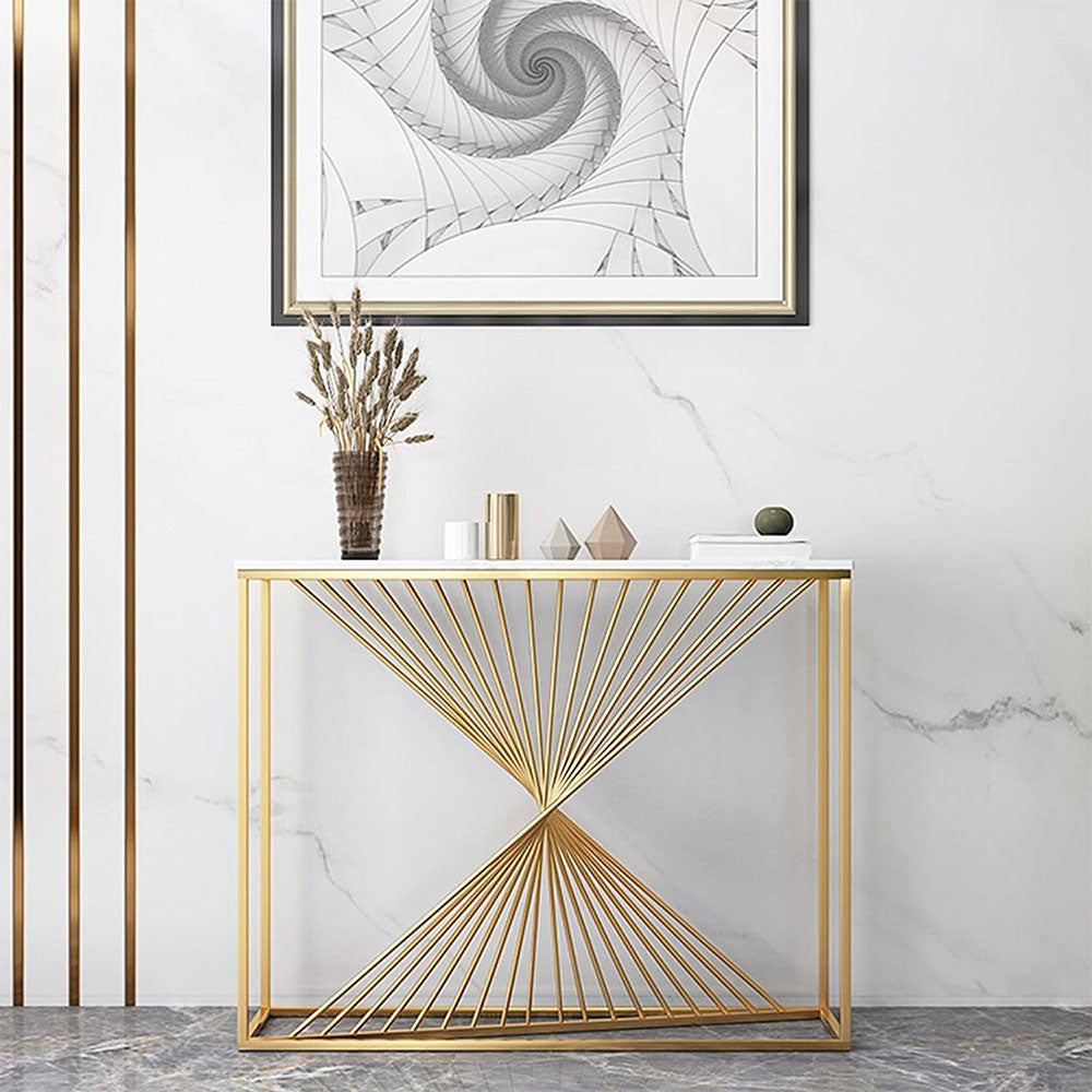 Console Table, NR-CT#Twist(N.R.HOMESDECOR), Console  Table with White & Golden Color, Entrance Table, Console Table - EL12217