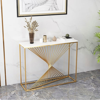 Console Table, NR-CT#Twist(N.R.HOMESDECOR), Console  Table with White & Golden Color, Entrance Table, Console Table - EL12217