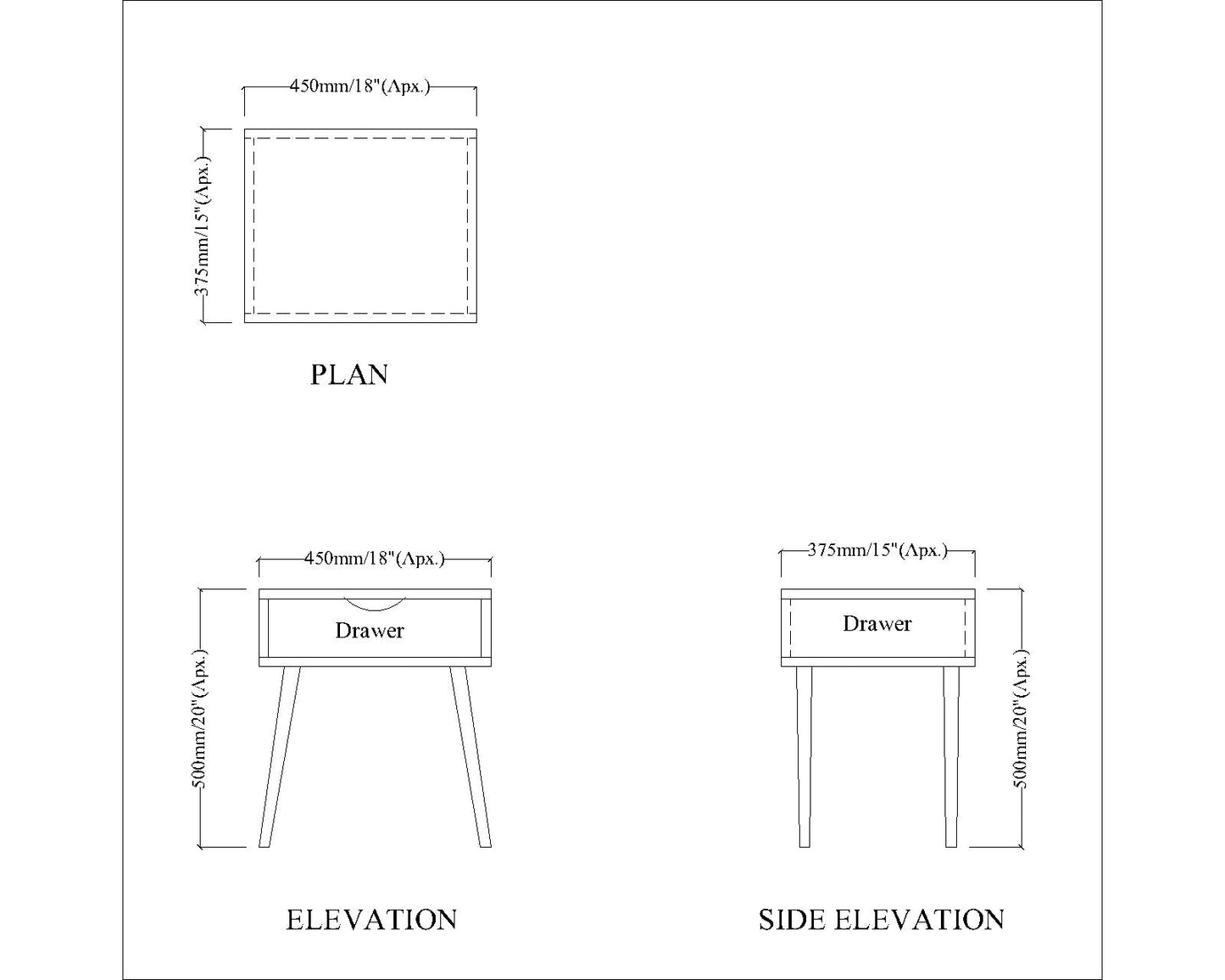 Bedside Table, Nightstand Table, White Color Bedside Table, Side Table with Drawer, Bedside Table - EL12222