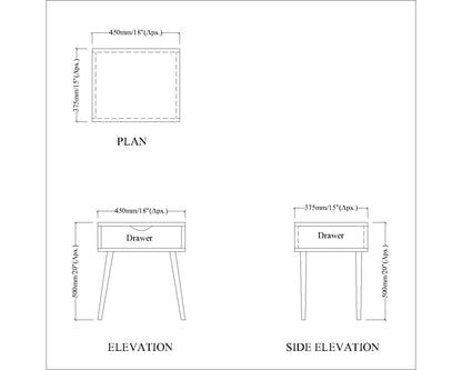 Bedside Table, Nightstand Table, White Color Bedside Table, Side Table with Drawer, Bedside Table - EL12222