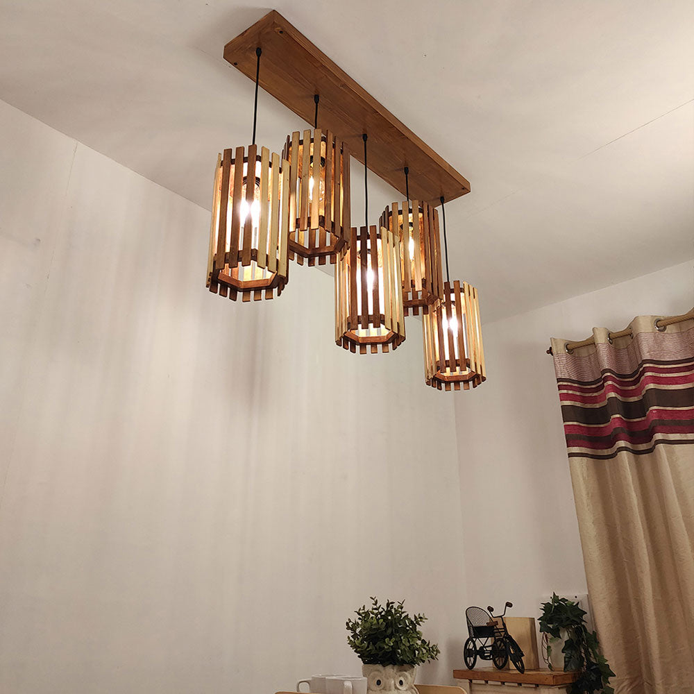 Hanging Light, Hanging Light with Dark & Light Brown Color, Hanging Light in Wood, Hanging Light for Home, Hanging Light for Living Room, Hanging Light - EL14031