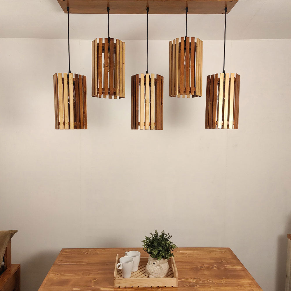 Hanging Light, Hanging Light with Dark & Light Brown Color, Hanging Light in Wood, Hanging Light for Home, Hanging Light for Living Room, Hanging Light - EL14031