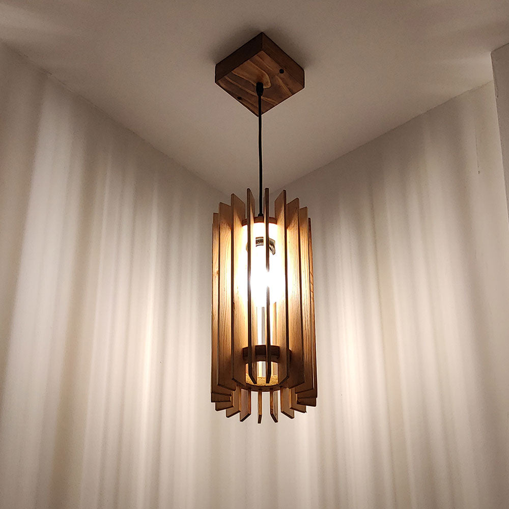 Hanging Light, Hanging Light with  Dark & Light Brown Color, Hanging Light in Wood, Hanging Light for Living & Dining Area, Hanging Light - EL14048