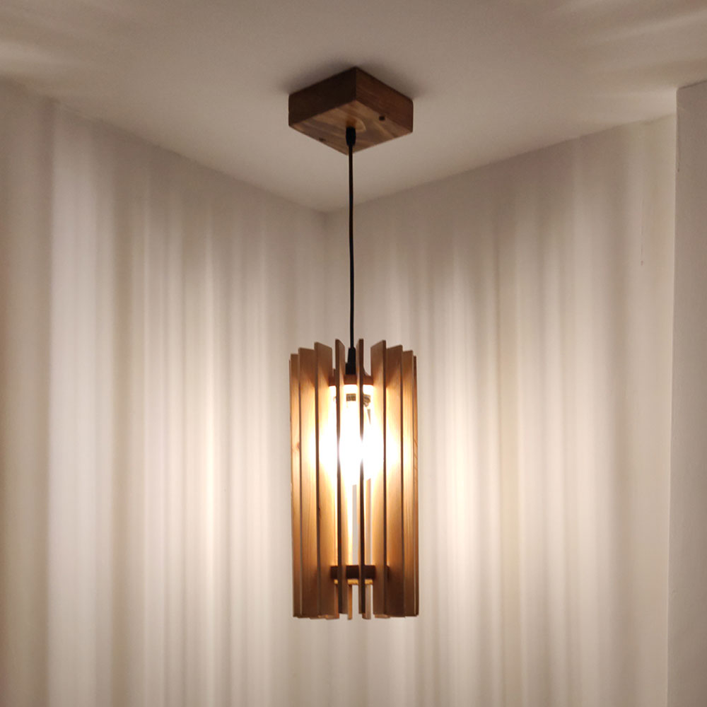 Hanging Light, Hanging Light with  Dark & Light Brown Color, Hanging Light in Wood, Hanging Light for Living & Dining Area, Hanging Light - EL14048