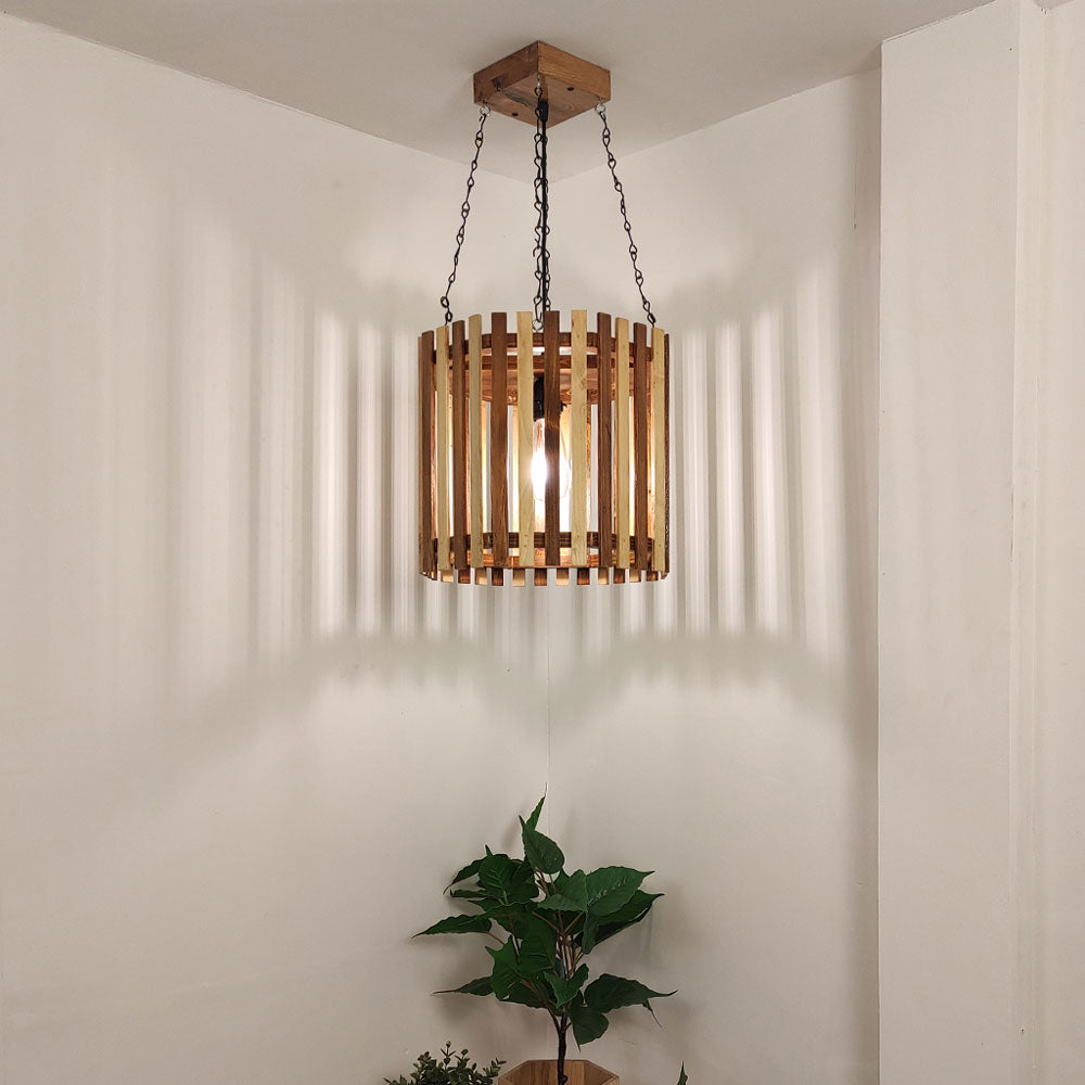 Hanging Light, Hanging Light with Light & Dark Brown Color, Hanging Light in Wood, Hanging Light for Living & Dining Area, Hanging Light - EL14054