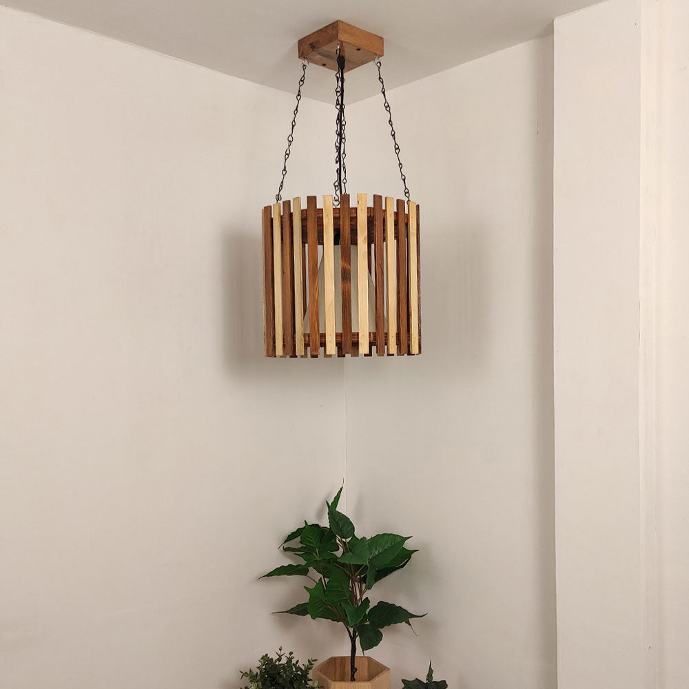 Hanging Light, Hanging Light with Light & Dark Brown Color, Hanging Light in Wood, Hanging Light for Living & Dining Area, Hanging Light - EL14054