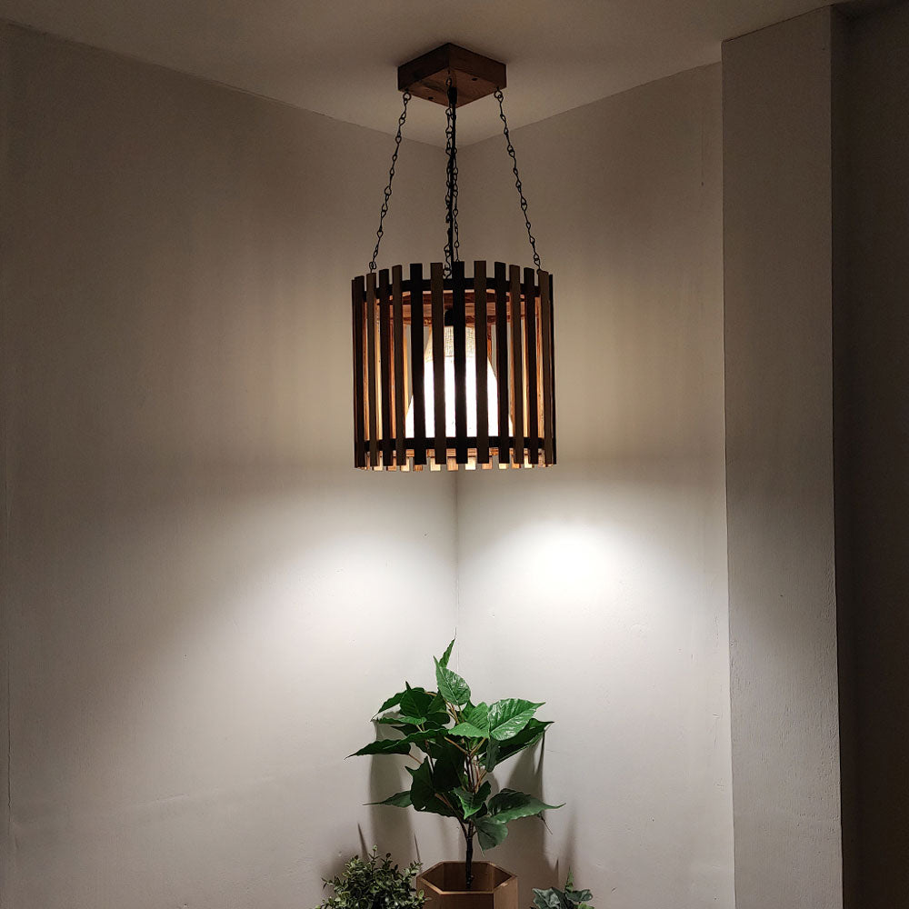 Hanging Light, Hanging Light with Light & Dark Brown Color, Hanging Light in Wood, Hanging Light for Living & Dining Area, Hanging Light - EL14054