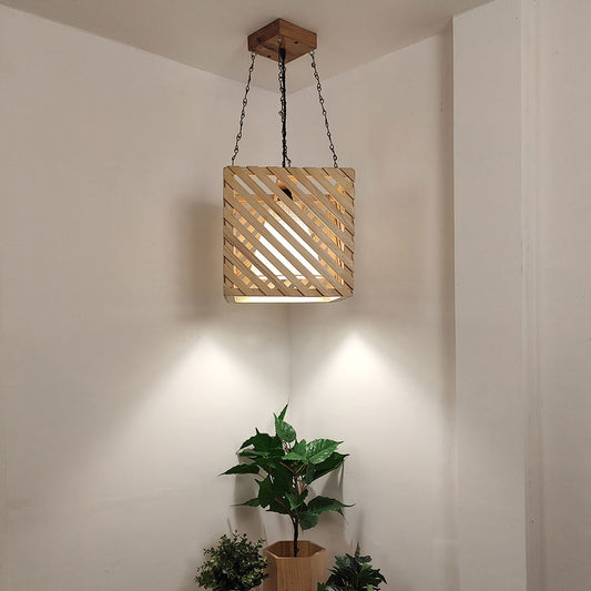 Hanging Light, Hanging Light with Light & Dark Brown Color, Hanging Light in Wood, Hanging Light for Living & Dining Area, Hanging Light - EL14055