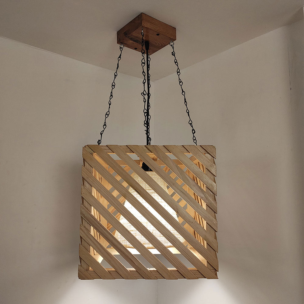 Hanging Light, Hanging Light with Light & Dark Brown Color, Hanging Light in Wood, Hanging Light for Living & Dining Area, Hanging Light - EL14055