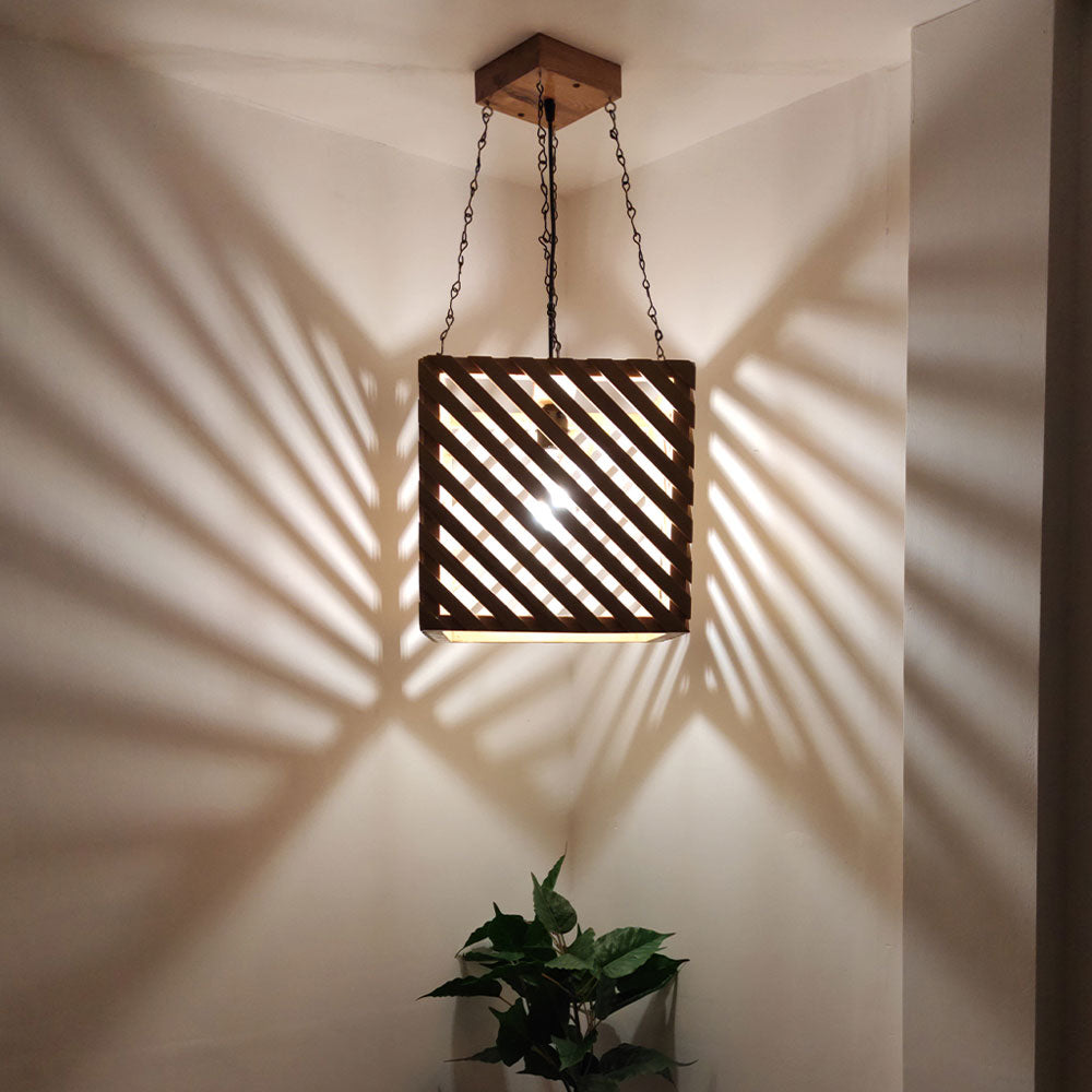 Hanging Light, Hanging Light with Light & Dark Brown Color, Hanging Light in Wood, Hanging Light for Living & Dining Area, Hanging Light - EL14055