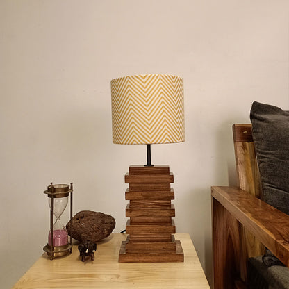Table Lamp, Table Lamp with Dark Brown & Yellow Color, Table Lamp in Wood, Table Lamp for Living & Bedroom Area, Table Lamp - EL14067