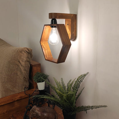 Wall Light, Wall Lamp with Light Brown Color, Wall Lamp in Wood, Wall Lamp for Living & Bedroom Area, Wall Lamp - EL14086