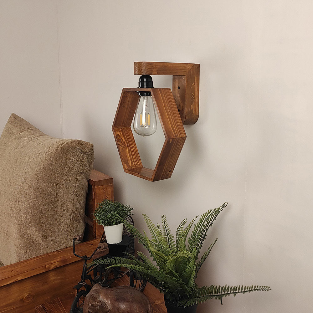 Wall Light, Wall Lamp with Light Brown Color, Wall Lamp in Wood, Wall Lamp for Living & Bedroom Area, Wall Lamp - EL14086