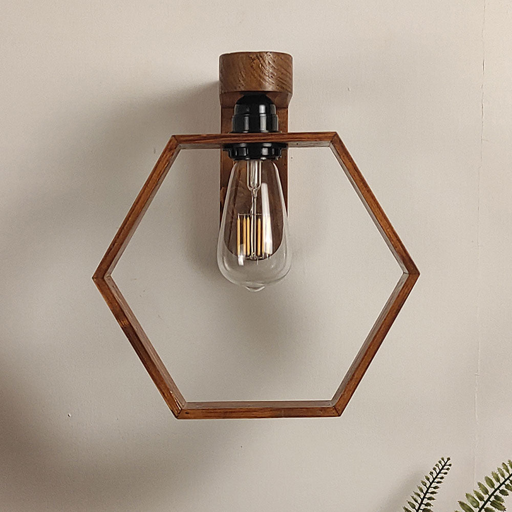 Wall Light, Wall Lamp with Light Brown Color, Wall Lamp in Wood, Wall Lamp for Living & Bedroom Area, Wall Lamp - EL14086