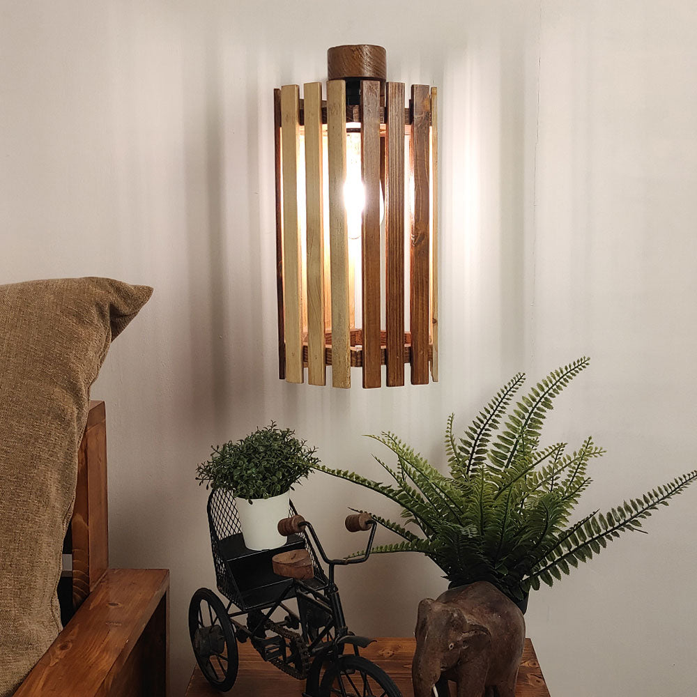 Wall Light, Wall Lamp with Light Brown Color, Wall Lamp in Wood, Wall Lamp for Living & Bedroom Area, Wall Lamp - EL14088