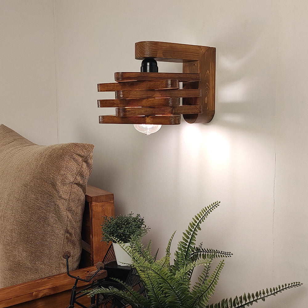 Wall Light, Wall Lamp with Light Brown Color, Wall Lamp in Wood, Wall Lamp for Living & Bedroom Area, Wall Lamp - EL14090