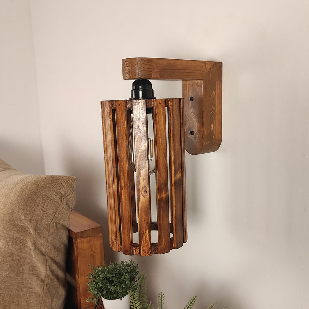 Wall Light, Wall Lamp with Light Brown Color, Wall Lamp in Wood, Wall Lamp for Living & Bedroom Area, Wall Lamp - EL14091