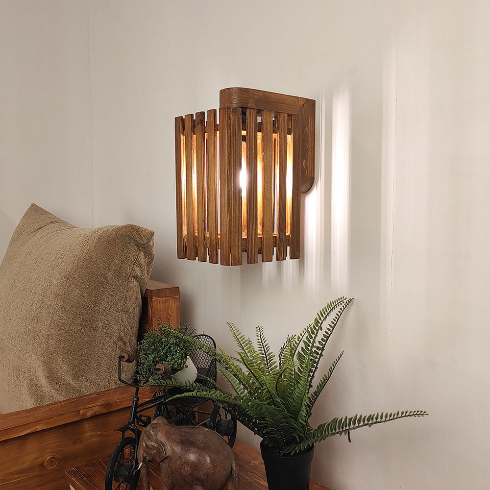 Wall Light, Wall Lamp with Light Brown Color, Wall Lamp in Wood, Wall Lamp for Living & Bedroom Area, Wall Lamp - EL14092