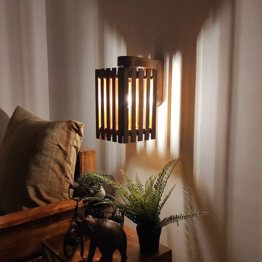 Wall Light, Wall Lamp with Light Brown Color, Wall Lamp in Wood, Wall Lamp for Living & Bedroom Area, Wall Lamp - EL14092