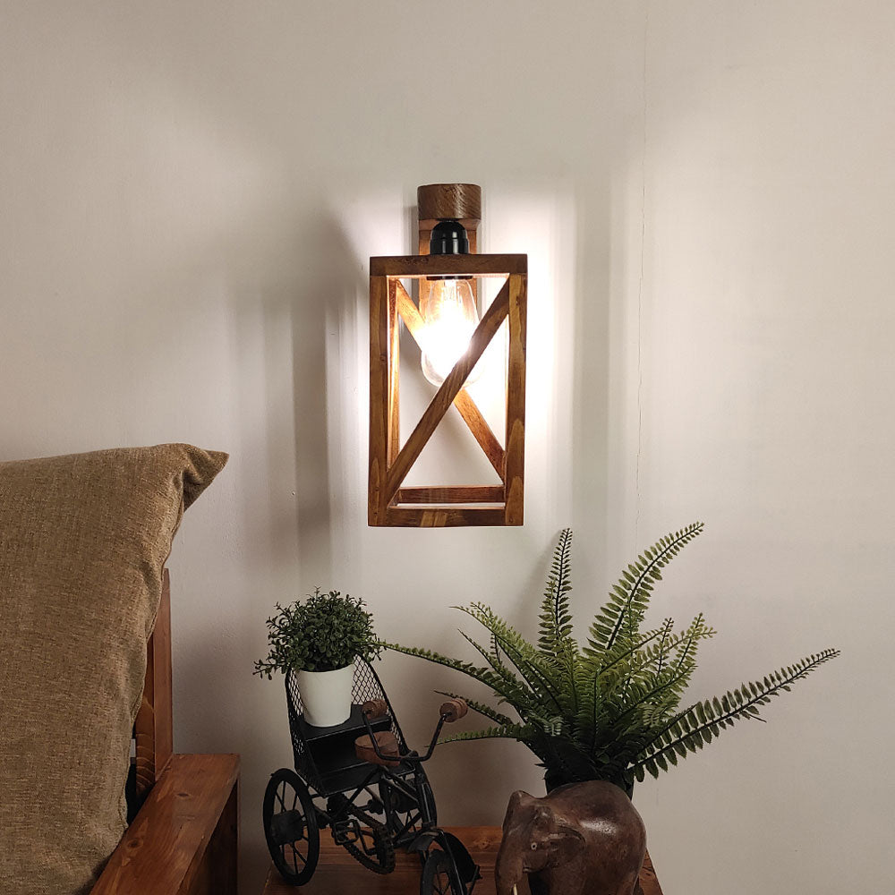 Wall Light, Wall Lamp with Light Brown Color, Wall Lamp in Wood, Wall Lamp for Living & Bedroom Area, Wall Lamp - EL14093