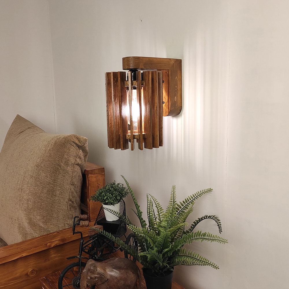 Wall Light, Wall Lamp with Light Brown Color, Wall Lamp in Wood, Wall Lamp for Living & Bedroom Area, Wall Lamp - EL14094