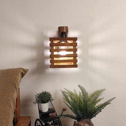 Wall Light, Wall Lamp with Light Brown Color, Wall Lamp in Wood, Wall Lamp for Living & Bedroom Area, Wall Lamp - EL14095