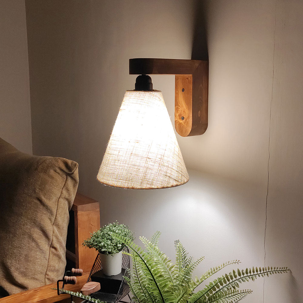 Wall Light, Wall Lamp with Light Brown Color, Wall Lamp in Wood, Wall Lamp for Living & Bedroom Area, Wall Lamp - EL14097