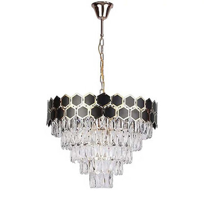 Chandelier, Gold & Black Crystal Chandelier (Sizzling Lights), Diamond Cutted Crystal Strips, Chandelier - EL14193