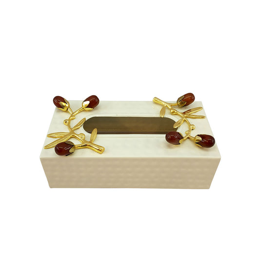 Table Accessory, Table Accessory in Metal, Tissue Box for Table Accessory,Table Accessory in Beige & Red & Golden Color,Table Accessory - EL15068