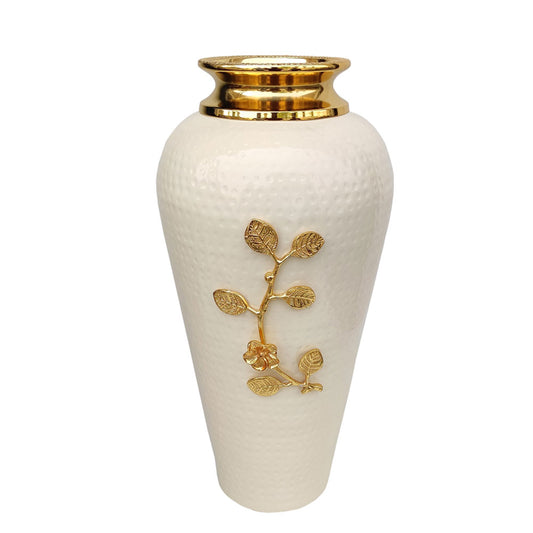 Vase, Vase with White & Golden Color, Vase for Metal, Vase for  Home Decor, Vase - EL15088