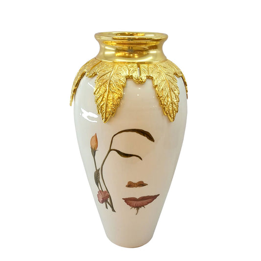 Vase, Vase with White & Golden Color, Vase for Metal, Vase for  Home Decor, Vase - EL15091