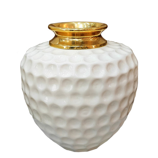 Vase, Vase with White & Golden Color, Vase for Metal, Vase for  Home Decor, Vase - EL15093