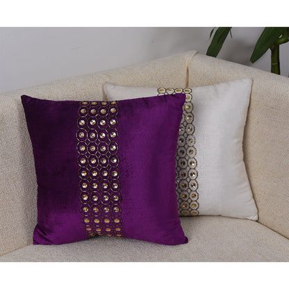 Cushion Cover, Pack of 2 Cushion Cover, Cushion Cover in 16*16in, Cushion Cover for Living room, Cushion Cover with White & Purple Color, Cushion Cover - EL15129