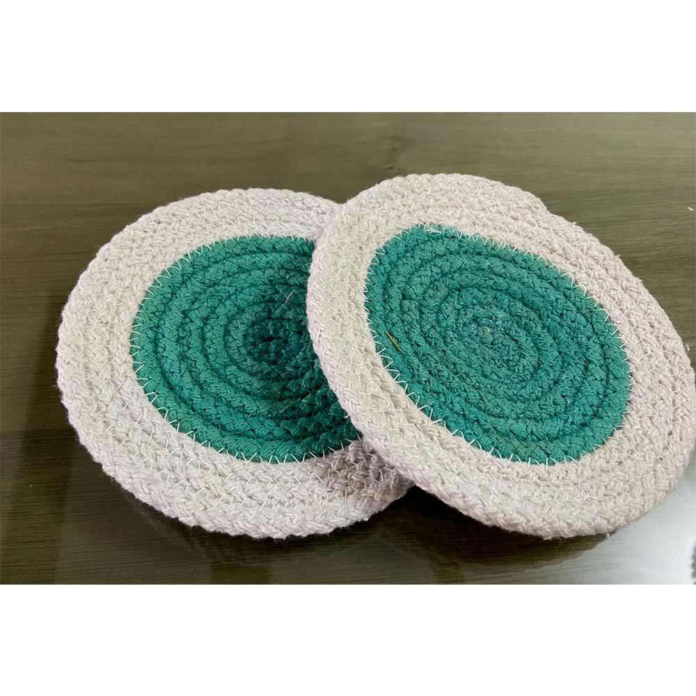 Coaster (i137_1_6), Coaster with White & Green Color, Coaster in Home & Living, Set of 6 Tea Coaster, Coaster - EL15182