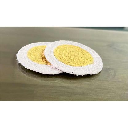 Coaster (i137_3_6), Coaster with White & Yellow Color, Coaster in Home & Living, Set of 6 Tea Coaster, Coaster - EL15183