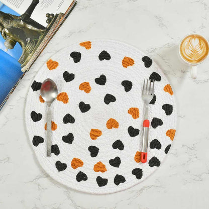 Table Mat (i405_14_2), Table Mat with White, Orange & Black Color, Pack of 2, Table Mat - EL15198