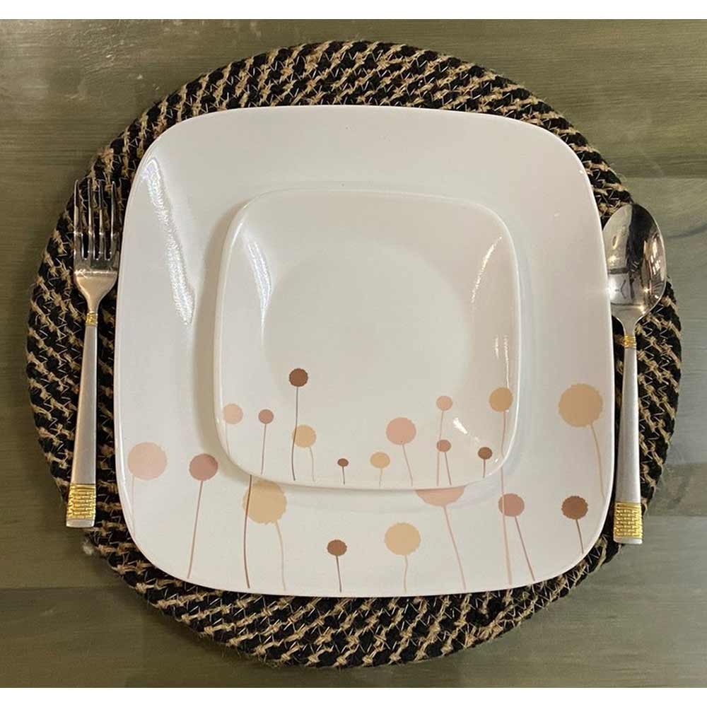 Table Mat (i180_12_2), Table Mat with Black & Beige Color, Pack of 2, Table Mat - EL15208