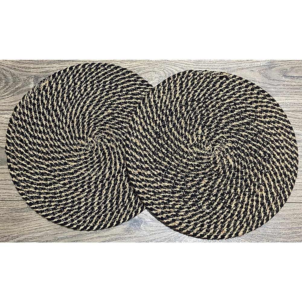 Table Mat (i180_12_2), Table Mat with Black & Beige Color, Pack of 2, Table Mat - EL15208