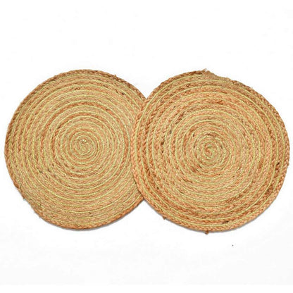 Table Mat (i127_10_2), Table Mat with Beige & Golden Color, Pack of 2 Table Mat, Table Mat - EL15223