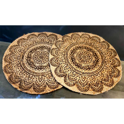 Table Mat (i126_14_2), Table Mat with Beige & Black Color, Pack of 2 Table Mat, Table Mat - EL15227