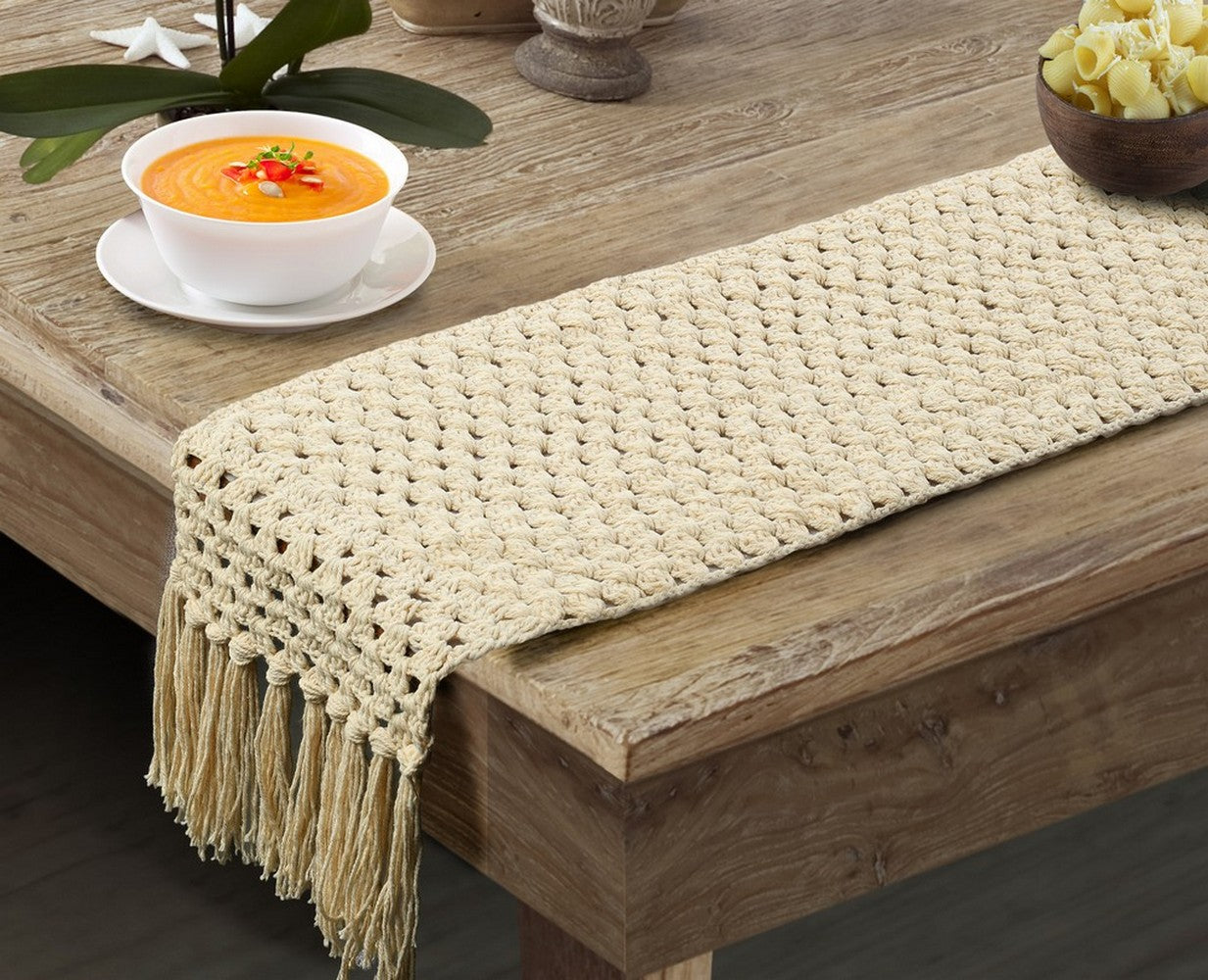 Table Runner (i228_1_1), Table Runner with Off White Color, Table Runner - EL15246