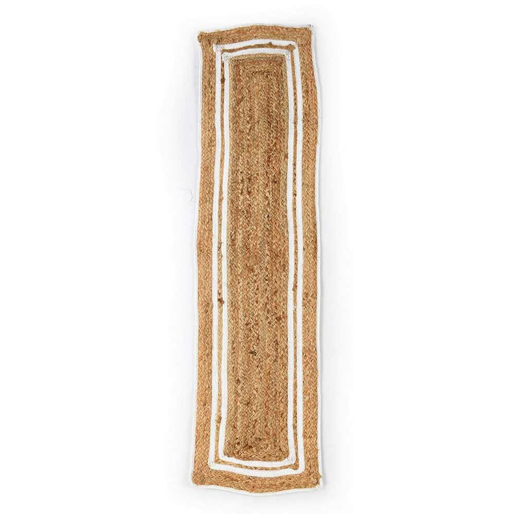 Table Runner (i194_1_1), Table Runner with White & Beige Color, Table Runner - EL15247