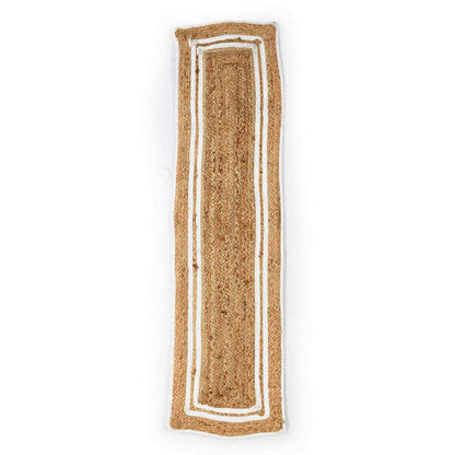 Table Runner (i194_1_1), Table Runner with White & Beige Color, Table Runner - EL15247