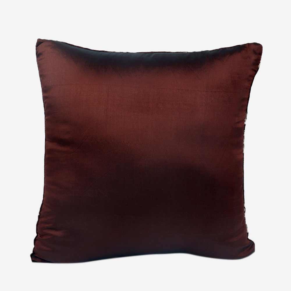 Cushion, Crown Decorative Cushion Covers, Exclusive Zari Embroidered Design Velvet Living Room Cushion Covers, 16x16inch Brown Sofa Cushion Cover, Cushion - EL15257